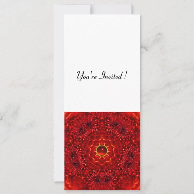 RED DAHLIA, RUBY,   bright  black white Invitation (Front)