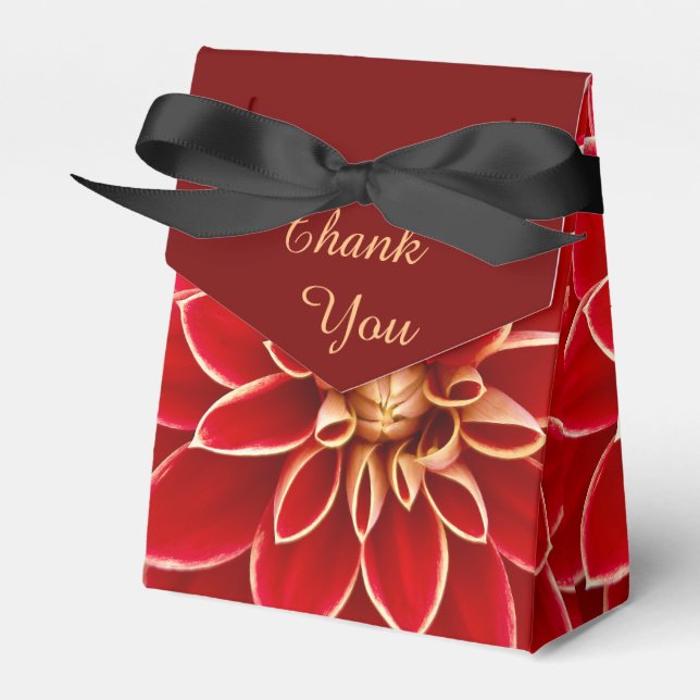 Red Dahlia Thank You Favor Box (Front Side)
