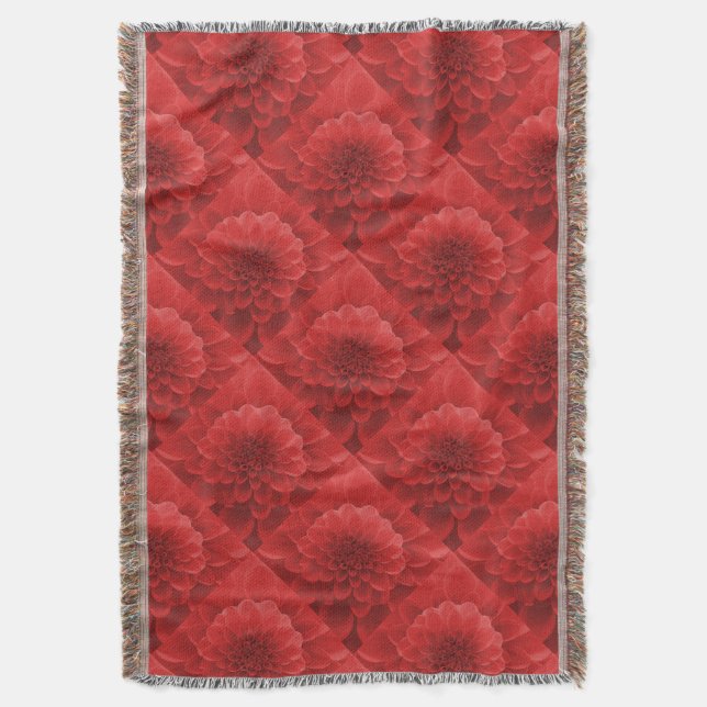 Red Dahlia Throw Blanket (Front Vertical)