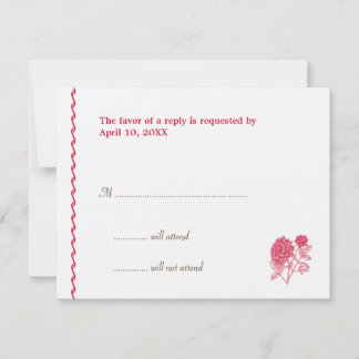 Red dahlia wedding enclosure RSVP response card