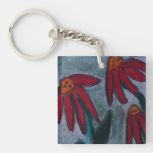 Red Daisies Acrylic Keychain