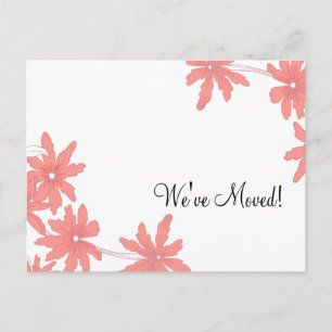 Red Daisies Change of Address Announcement Postcard