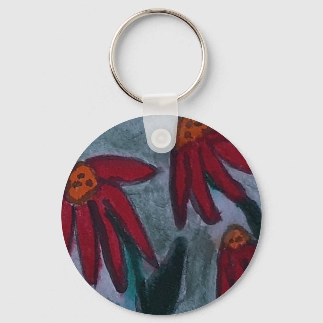 Red Daisies  Keychain (Front)