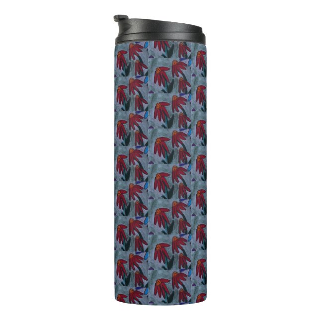Red Daisies Thermal Tumbler (Rotated Right)