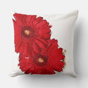 Red Daisy accent cushion