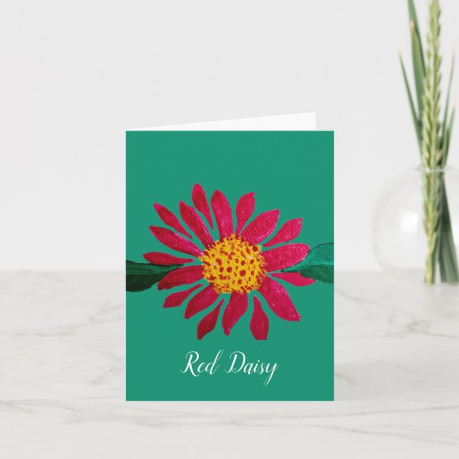 Red Daisy Blank Card (Front)