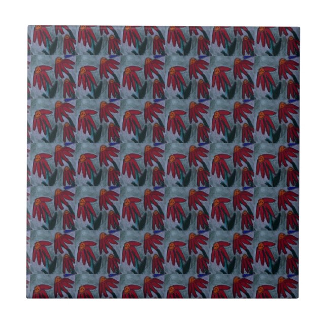 Red Daisy Ceramic Tile (Front)