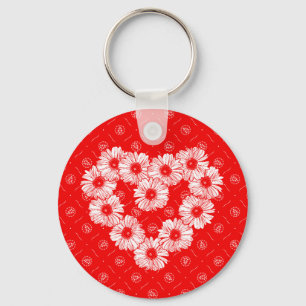 Red Daisy Chain Heart Keychain