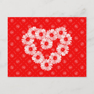 Red Daisy Chain Heart Postcard