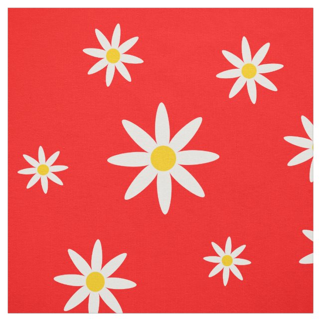 Red Daisy Fabric (Swatch)