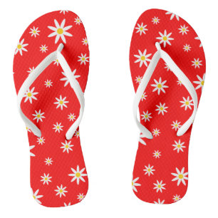 Red Daisy Flip Flops