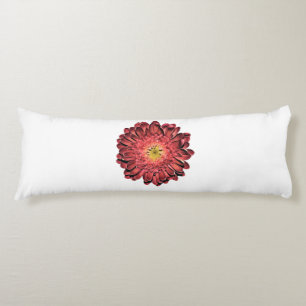 Red Daisy Flower Body Pillow