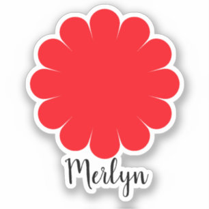 Red Daisy Flower Floral Custom Name Colourful