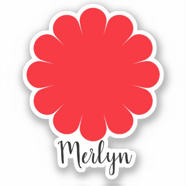 Red Daisy Flower Floral Custom Name Colourful (Front)