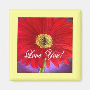 Red Daisy Flower Painting - Multi Magnet