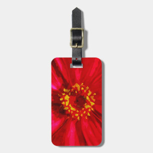 Red Daisy Flower With Yellow Pollen Abstract Luggage Tag