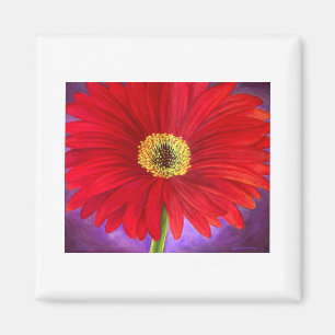 Red Daisy Gerber Flower Painting Art - Multi Magnet