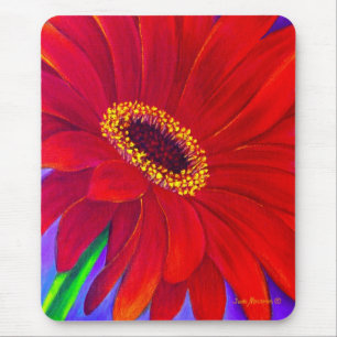 Red Daisy Gerber Flower Painting Art - Multi Mouse Pad