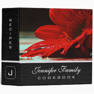 Red Daisy Gerbera Flower Family Recipes Binder