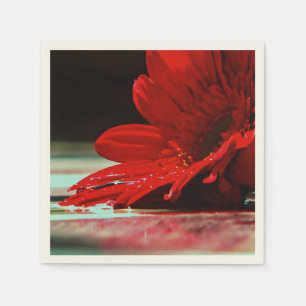 Red Daisy Gerbera Flower Napkin