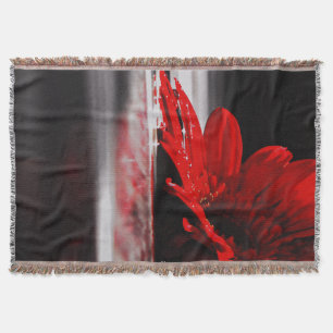 Red Daisy Gerbera Flower Throw Blanket