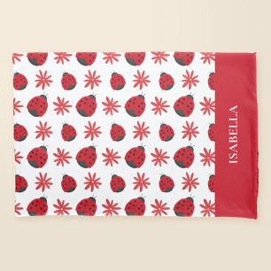Red Daisy Ladybug Pattern Personalized Pillowcase