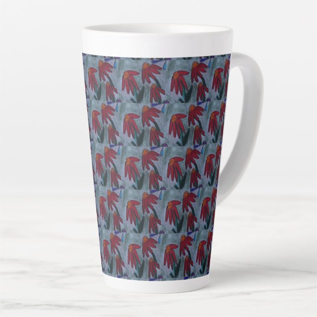 Red Daisy  Latte Mug (Right Angle)
