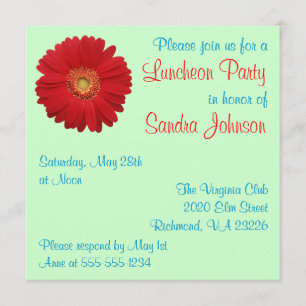 Red Daisy Luncheon Party Invitation