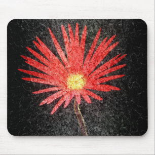 Red Daisy on black background Abstract Art Mouse Pad