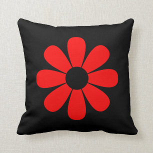 Red Daisy Throw Pillow