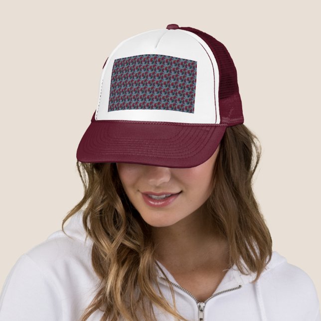 Red Daisy Trucker Hat (In Situ)