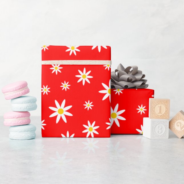 Red Daisy Wrapping Paper (Baby Shower)