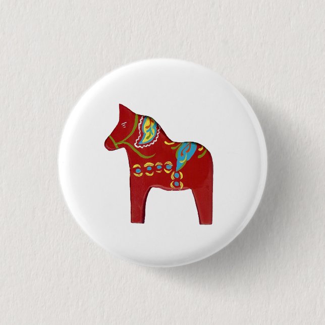 Red Dala Horse Button (Front)