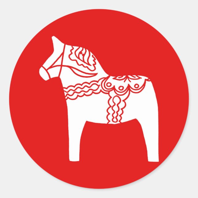 Red Dala Horse Classic Round Sticker (Front)
