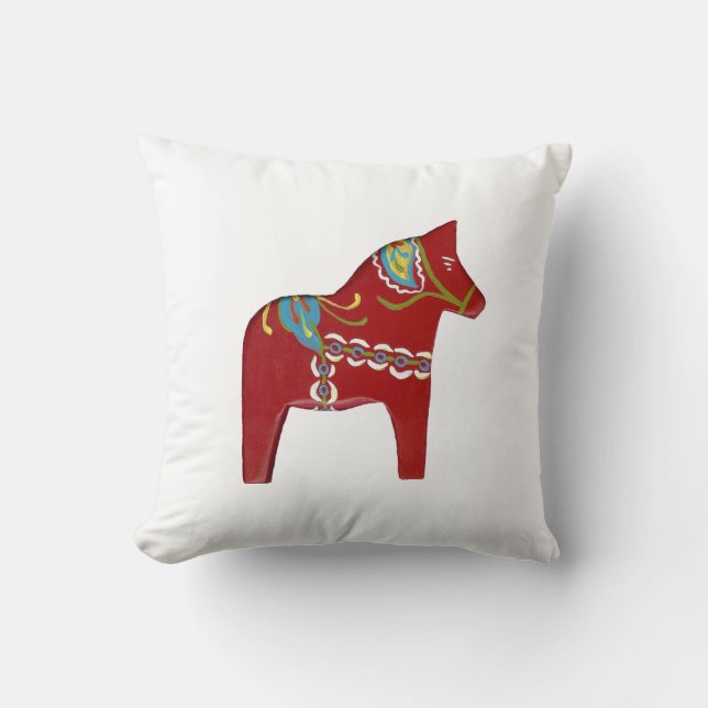 Red Dala Horse Design # 14 Pillow (Front)