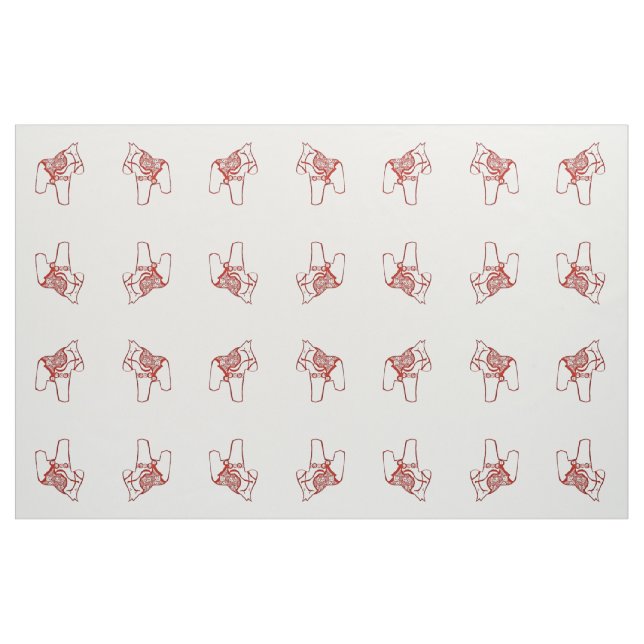 Red Dala Horse Drawings Fabric (Fat Quarter)
