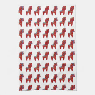Red Dala Horse Kitchen Towel