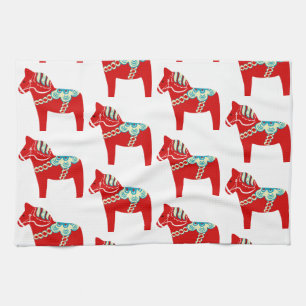 Red Dala Horse Kitchen Towel