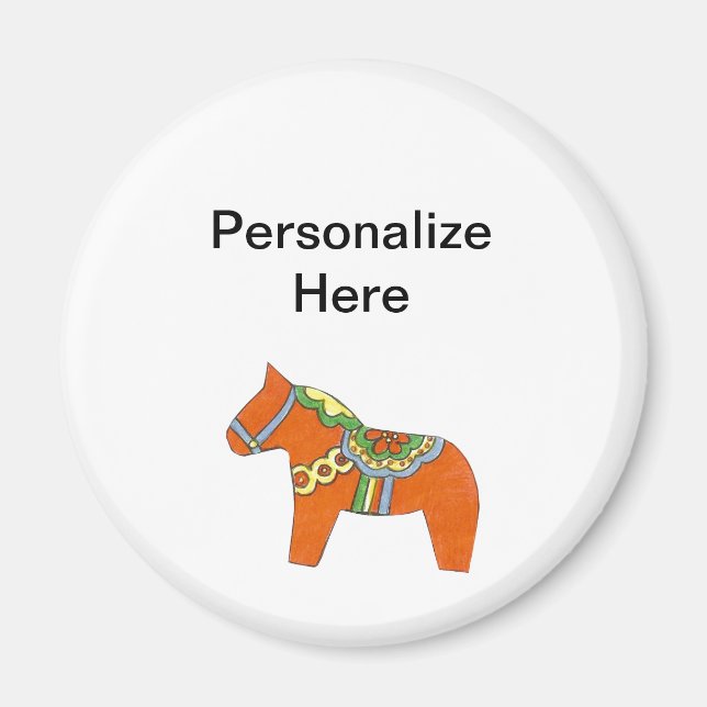Red Dala Horse Personalized Magnet (Front)