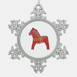 Red Dala Horse snowflake ornament