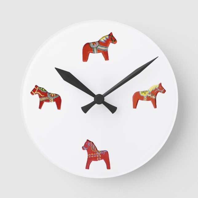 Red Dala Horse Wall Clock (Front)
