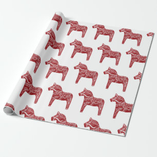 Red Dala Horse Wrapping Paper