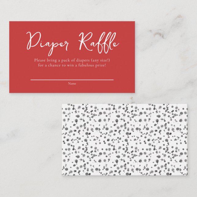 Red Dalmatian Spots Baby Shower Diaper Raffle Enclosure Card (Front/Back)