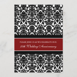 Red Damask 50th Anniversary Party Invitation