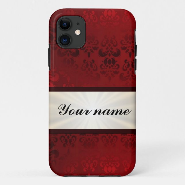 Red damask and ribbon Case-Mate iPhone case (Back)