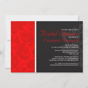 Red Damask Bridal Shower Invitations