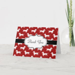 Red Damask Dachshunds Holiday Card
