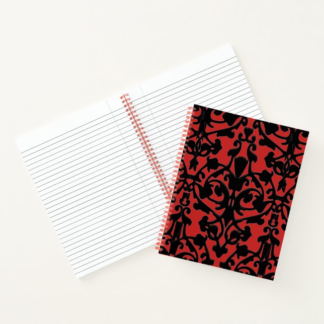 Red Damask Decorative Writing Journal Notebook (Inside)