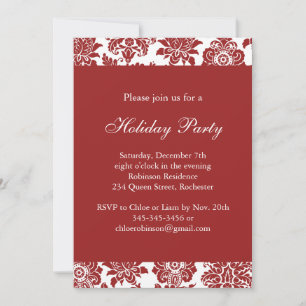 Red Damask Fête Invitation