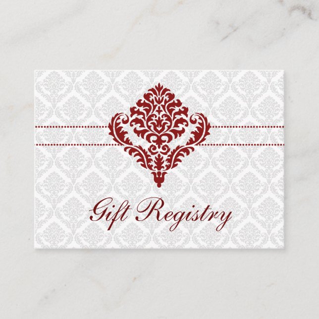 red  damask Gift registry  Cards (Front)